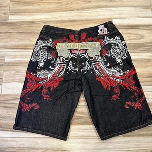 Y2K Crazy Baggy Crown Holder Men's Red and Black Jorts